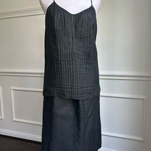 Salvatore Ferragamo Vintage Black Linen Skirt and Camisole Size 8